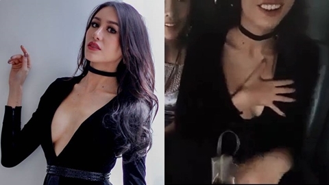 Hoa hậu Thái Lan ngượng ngùng khi bị máy quay chĩa thẳng vào ngực