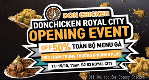 ‘Mưa’ khuyến mãi mừng khai trương Don Chicken tại Royal City