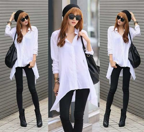 7 cách phối đồ với áo sơ mi form dài rộng kiểu Hàn Quốc