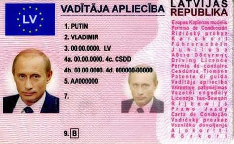 Bằng lái xe giả mang tên Tổng thống Putin