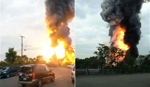 Xe tải đâm tàu chở hóa chất gây nổ kinh hoàng