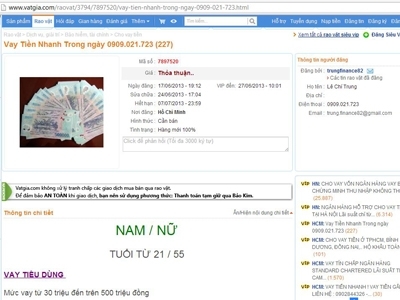 Trò lừa đảo cho vay không thế chấp