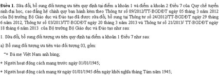 Cộng 2 điểm cho bà mẹ Việt Nam anh hùng thi ĐH