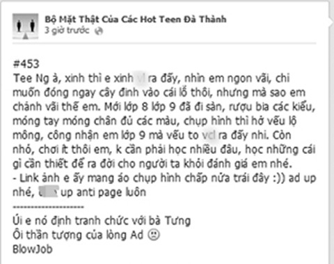 Nữ sinh tự tử vì trang Facebook 'Hot Teen Đà Thành'
