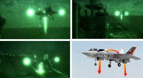F-35B hạ cánh thẳng đứng trong đêm như UFO