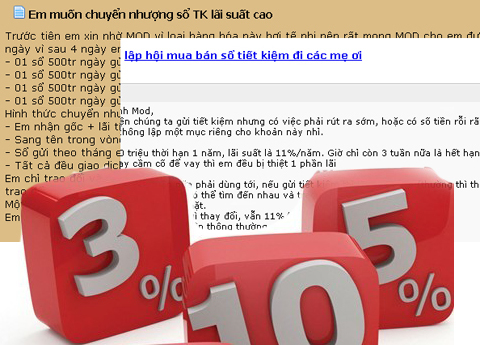 Rao bán cả sổ tiết kiệm lãi suất cao