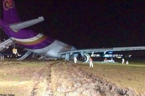 Máy bay chệch đường băng tại Thái Lan, hàng chục người bị thương