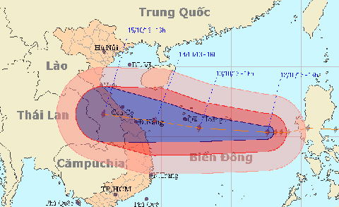 Bão số 11 hướng vào Quảng Nam – Quảng Bình