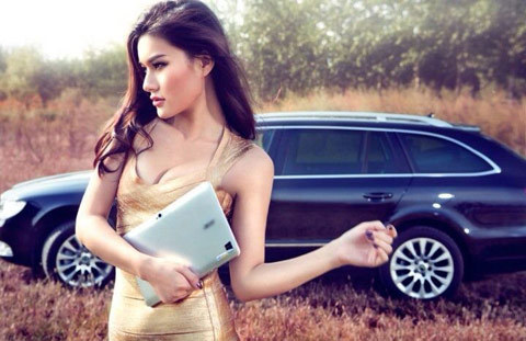 hotgirl, máy ảnh, máy tính bảng