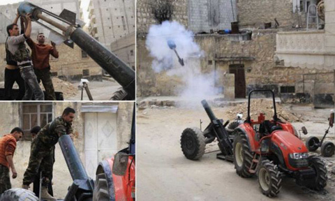 Xem quân nổi dậy Syria dùng máy kéo làm bệ phóng tên lửa