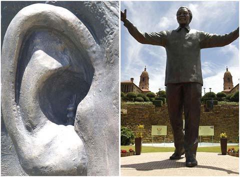 Con thỏ bí ẩn trong tai bức tượng Mandela