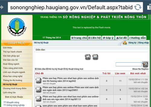 Website Sở NN-PTNT Hậu Giang có thể bị lỗi bảo mật