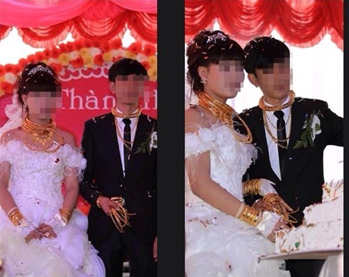 Trĩu cổ vì vàng trong đám cưới khủng ở Hà Tĩnh
