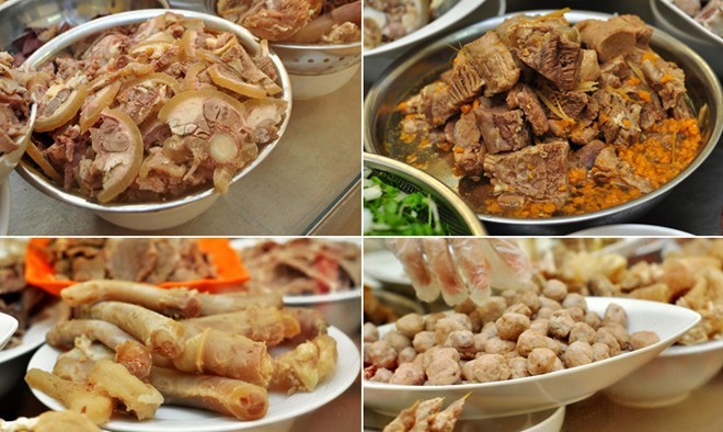Giòn sần sật bún pín bò, lưỡi bò phố Hòa Mã