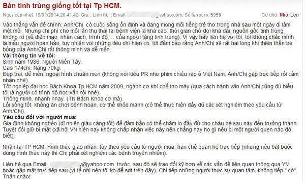 Sởn gai ốc với những phi vụ bán tinh trùng qua mạng