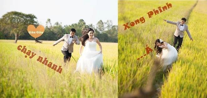 Cặp đôi chế ảnh cưới chính mình 'vợ là cục nợ đời anh'