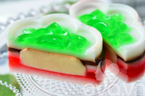 Thạch rau câu nhân bánh flan siêu mát