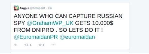 Đầu nhà báo Anh tại Ukraina bị treo giải 10.000 đô