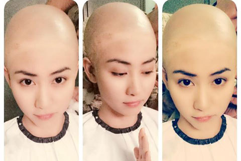 Ngân Khánh khoe đầu trọc gây sốc