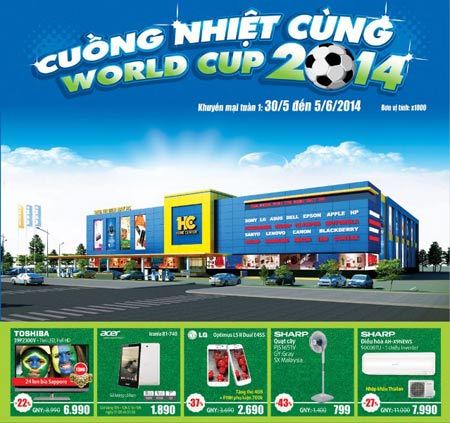Điện máy HC: Sôi động cùng bóng đá, giảm giá cực sốc