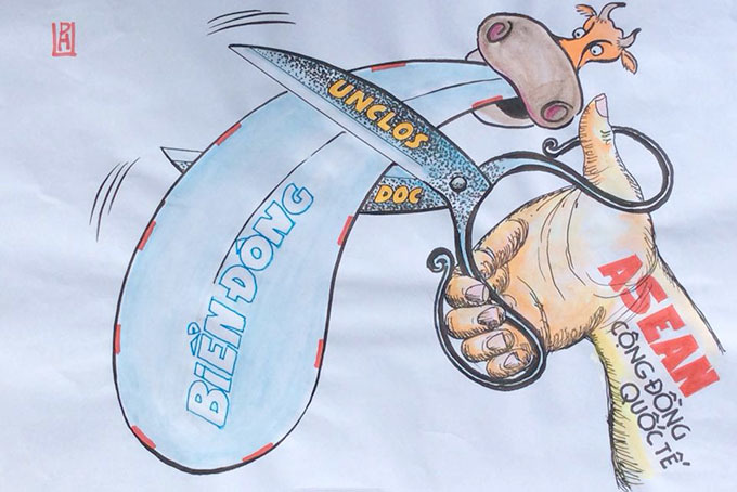 Tranh biếm họa biển Đông khiến người xem cười hả hê