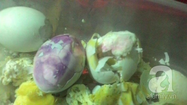 Phát hoảng khi trứng luộc có màu tím