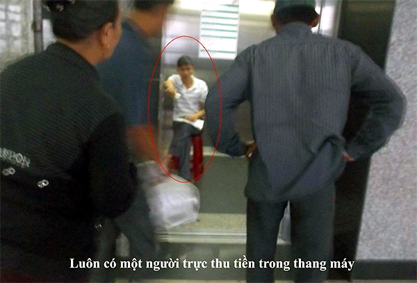 Bệnh viện thu tiền bệnh nhân đi thang máy