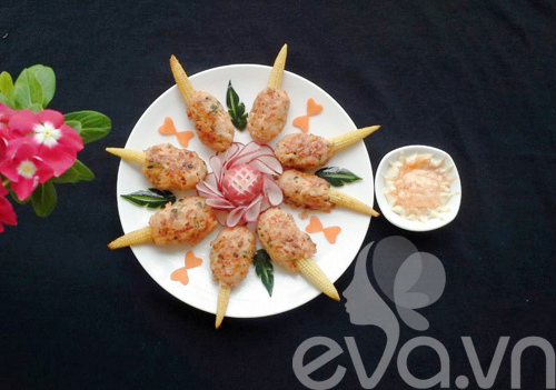Tôm bọc ngô bao tử cho mẹ ngày 20/10