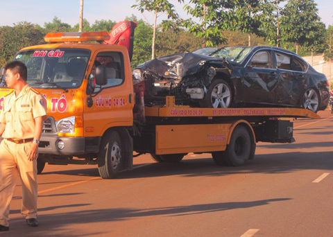 Hiện trường vụ thượng úy CSGT tông chết 2 dân phòng