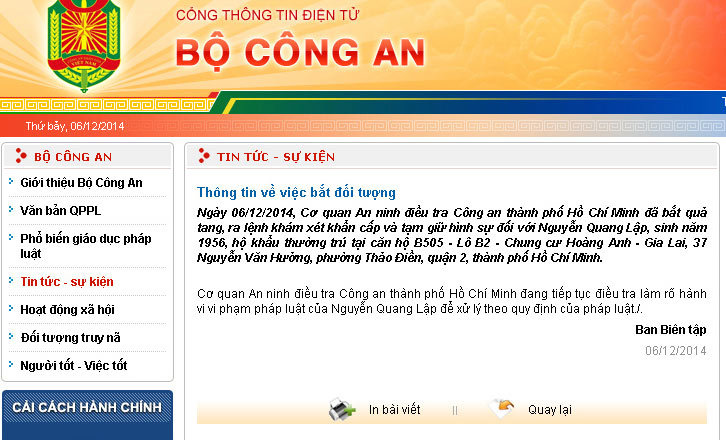 Blogger Nguyễn Quang Lập bị tạm giữ