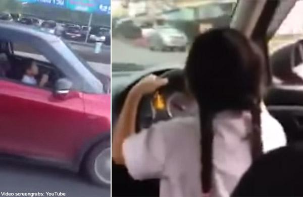 Sốc với bé gái 9 tuổi tự lái xế hộp tới trường