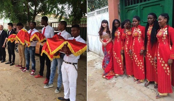 Đám hỏi của cặp đôi Việt với đội bê tráp Angola gây xôn xao