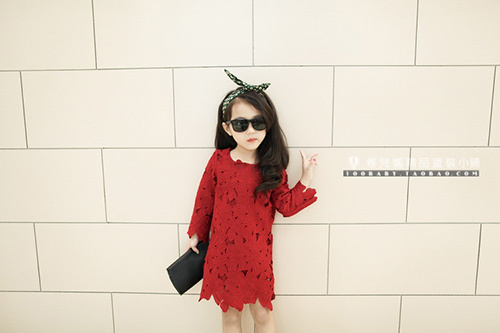Váy cho bé gái mykids váy nhung đỏ thu đông thiết kế tay 2 lớp siêu xinh