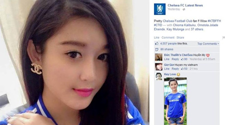 Á hậu Huyền My xuất hiện trên fanpage của Chelsea