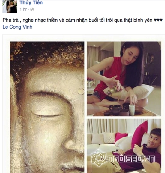 Thủy Tiên khoe ảnh buổi tối bình yên bên chồng