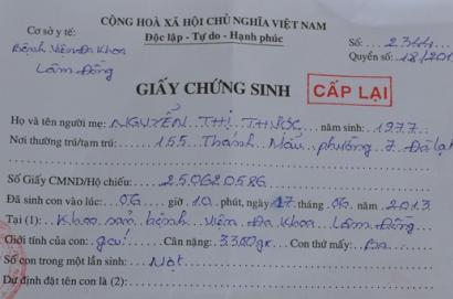 Xử trí khi thất lạc giấy chứng sinh