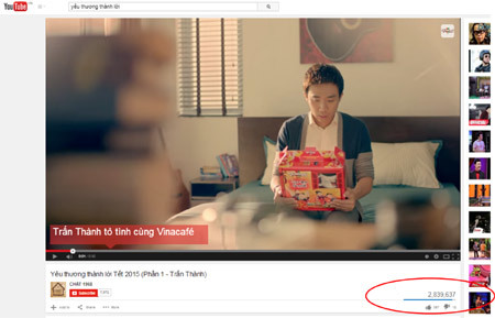 Quảng cáo Tết Việt vào Top chia sẻ nhiều nhất trên Youtube