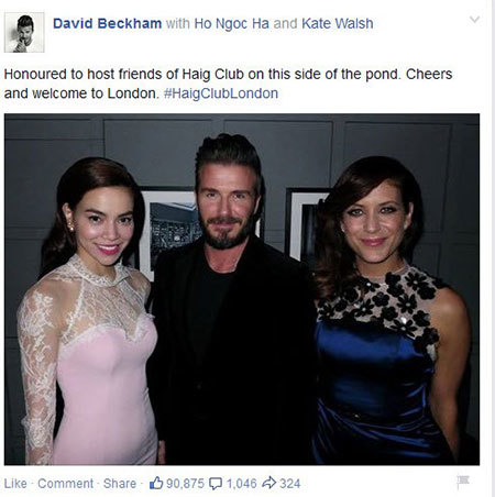 Beckham đăng ảnh chụp với Hà Hồ, Tóc Tiên ở London gây bão Facebook