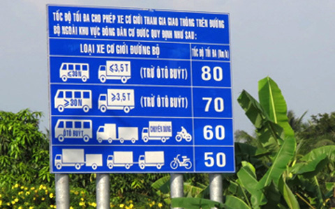 Cắm bảng tốc độ tối đa 40 km/giờ trên quốc lộ 1