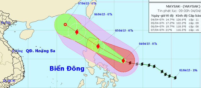 Ngày mai, bão MAYSAK mạnh cấp 8 tiến vào biển Đông