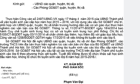 tuyển sinh, xét tuyển, vào lớp 6
