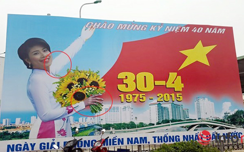Sai sót trong pano kỷ niệm ngày 30/4 tại Hà Nội