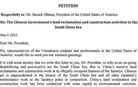 Du học sinh VN gửi thỉnh nguyện thư đến Obama