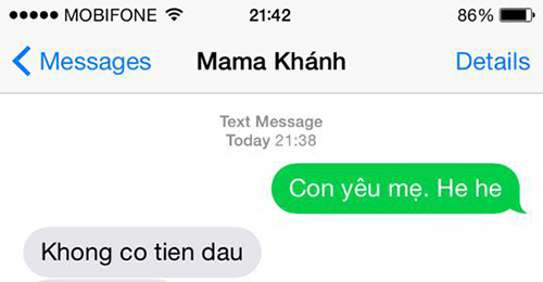Mẹ bạn phản ứng thế nào khi nhận được tin nhắn 'tỏ tình': Con yêu mẹ?