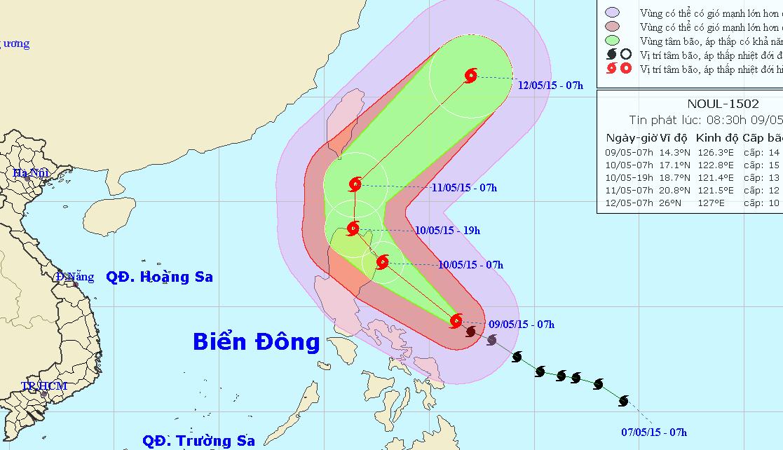 Bão cấp 14 đang hướng vào Biển Đông