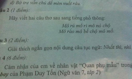 Đề thi khảo sát chất lượng đánh đố học sinh?