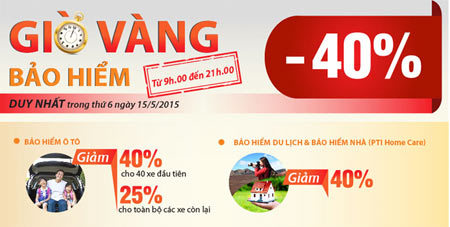 PTI giảm 40% phí trong Giờ Vàng Bảo hiểm