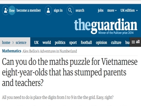 Bài toán lớp 3 của Việt Nam khiến báo Anh “đau đầu”