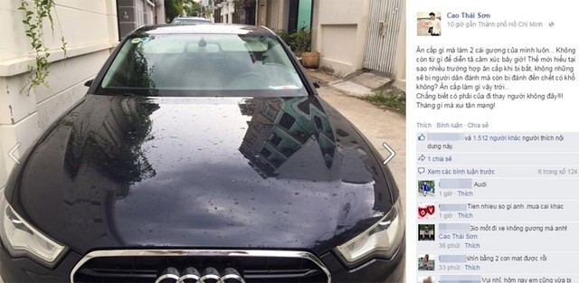 Audi A6 của Cao Thái Sơn bị 'vặt gương' giữa ban ngày