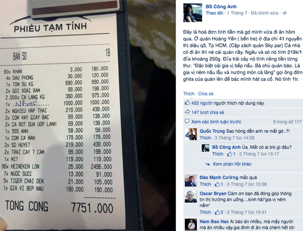 ‘Chặt chém’ bá đạo: Tính thêm cả tiền gia vị chế biến